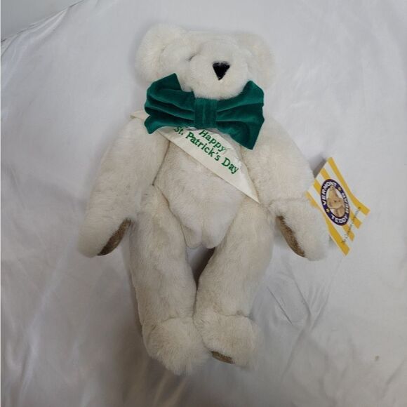 NEW Vintage Vermont Teddy Bear 15" classic posable white bear with blue eyes - Picture 8 of 9